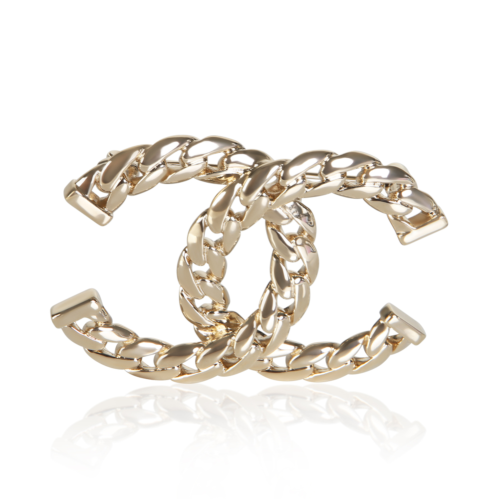 Chanel Gold-Plated Chain Link CC Brooch